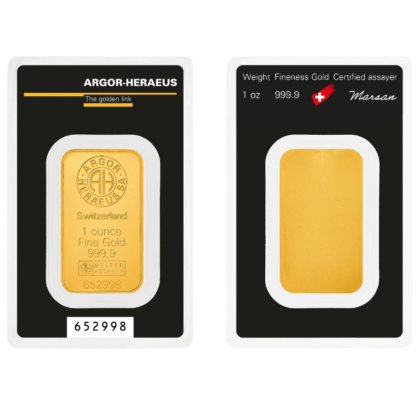 Златно кюлче Argor-Heraeus 1 troy oz (31.1035 g) — щамповано Classic (.9999)