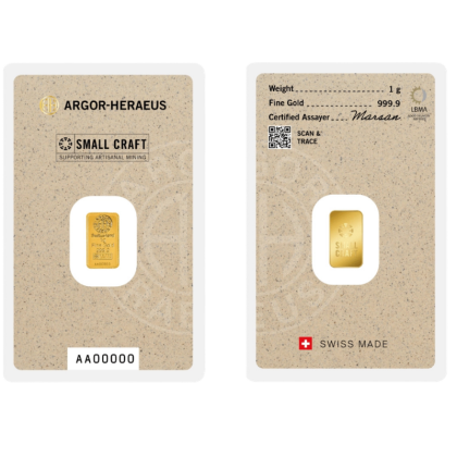Златно кюлче Argor-Heraeus 1 g — щамповано Small Craft (.9999)