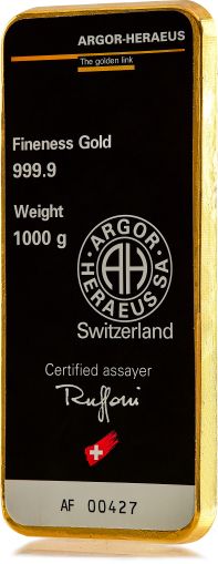 Златно кюлче Argor-Heraeus 1000 g — отлято Classic (.9999)