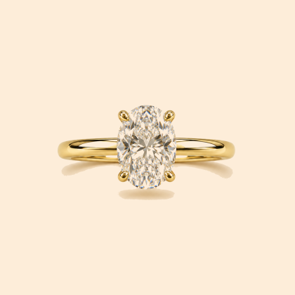 Дамски златен пръстен 14К с бял камък Oval Cut тип солитер 2.06 гр.