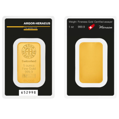 Златно кюлче Argor-Heraeus 1 troy oz (31.1035 g) — щамповано Classic (.9999)