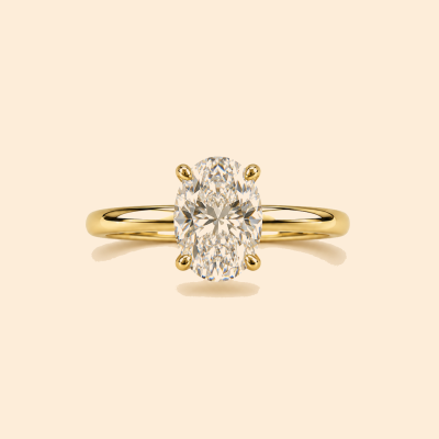 Дамски златен пръстен 14К с бял камък Oval Cut тип солитер 2.06 гр.